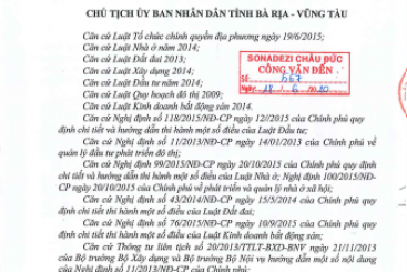 Danh mục hồ sơ pháp lý Khu dân cư Sonadezi Hữu Phước