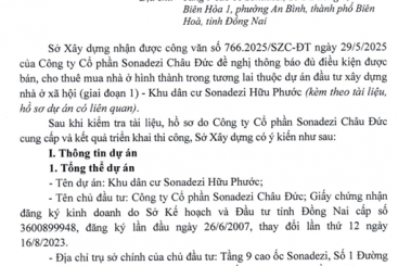 Thông báo đủ điều kiện được bán, cho thuê mua đối với 210 căn hộ chung cư thuộc dự án Nhà ở xã hội (giai đoạn 1) - Khu dân cư Sonadezi Hữu Phước, xã Suối nghệ, huyện Châu Đức