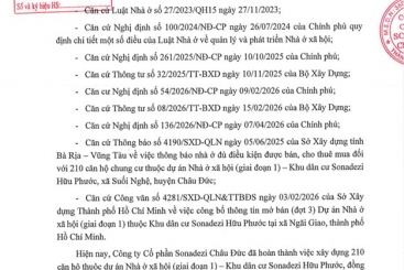 CBTT bán NOXH (giai đoạn 1) thuộc KDC Sonadezi Hữu Phước (đợt 4)