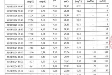 Công khai kết quả quan trắc chất thải tự động, liên tục - định kỳ tại KCN Châu Đức tháng 8 năm 2024.